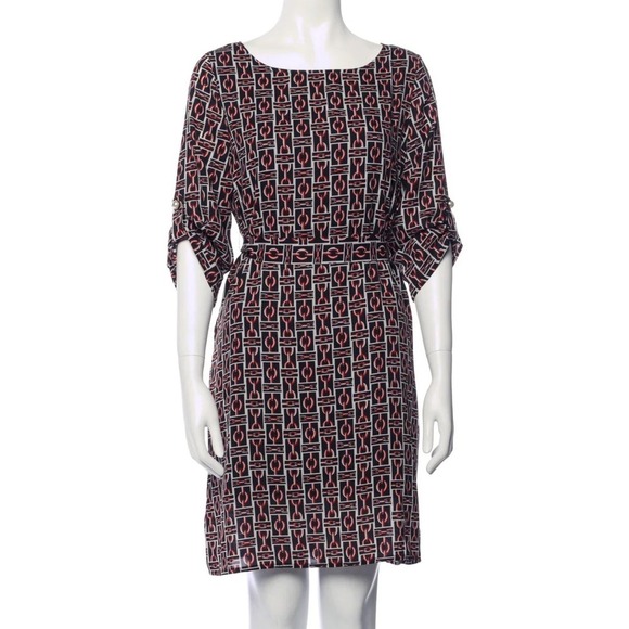 Moussy Dresses & Skirts - Moussy New Size 6 Shift Dress Red Black Chain Link Print Pockets 3/4 Sleeves